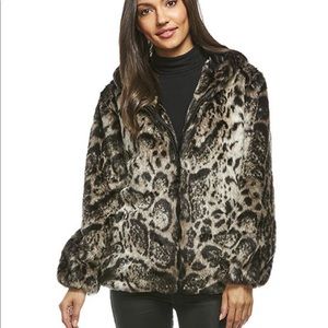 Fabulous Furs GHOST LEOPARD FAUX FUR HOODED PARKA